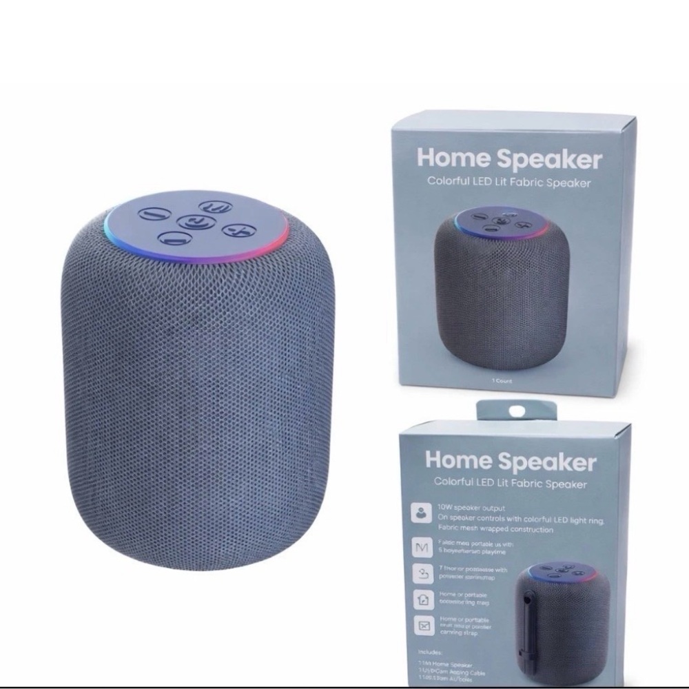 Gems Blue LED Fabric Bluetooth Home Speaker 10W Wireless Portable LED Light Ring